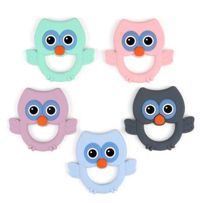 Owl Baby Silicone Teether Carton Bird Baby Chew Toys Teething Perle Silicone Beads BPA Free Baby Teethers