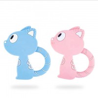 Soft BPA Free Baby Toy Best for Freezer Easy to Hold Silicone Cat Teethers